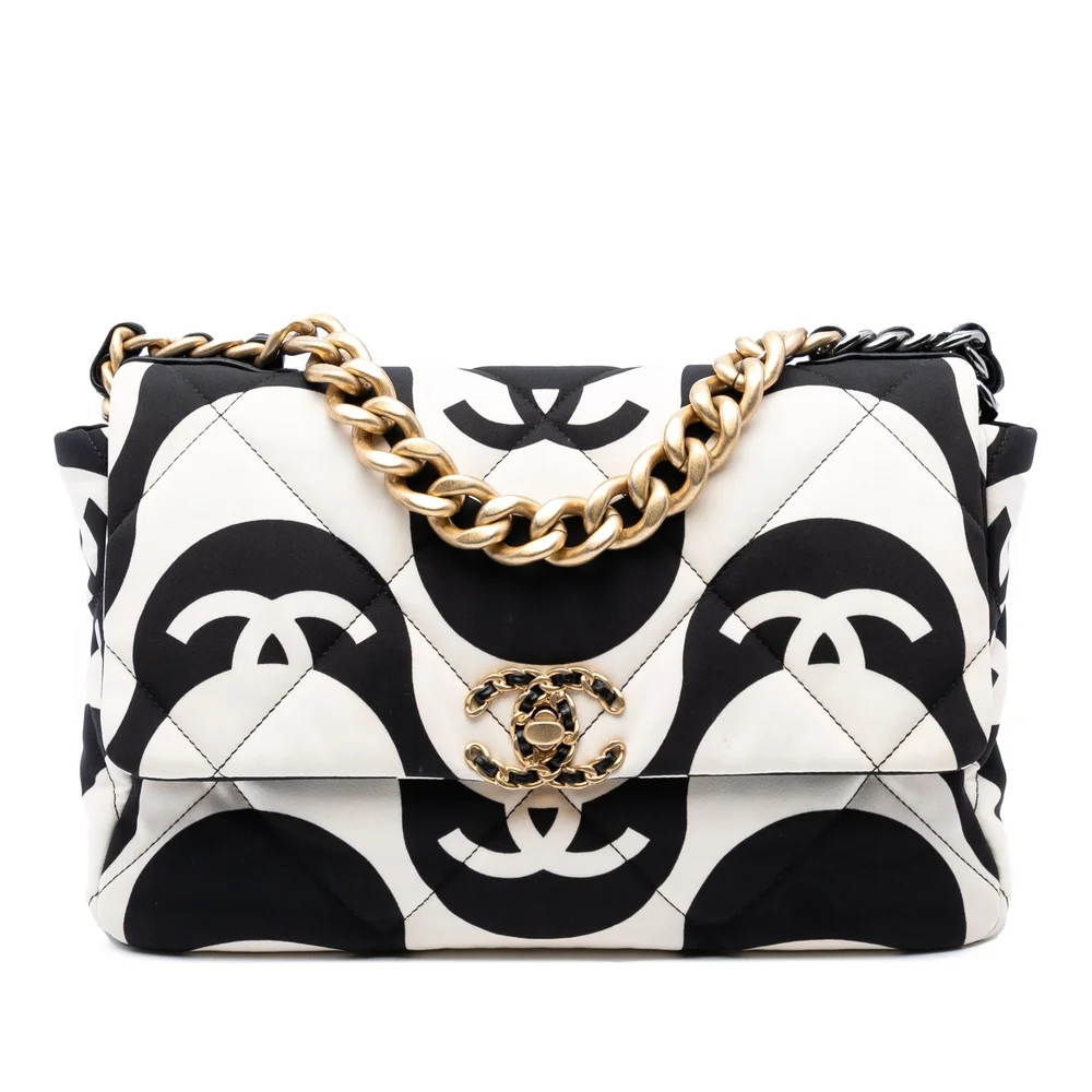 Pre-Loved Chanel Large Printed Silk 19 Flap